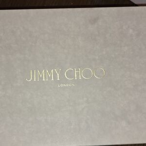 Jimmy Choo Cream Shoes with Gold Foil Logo